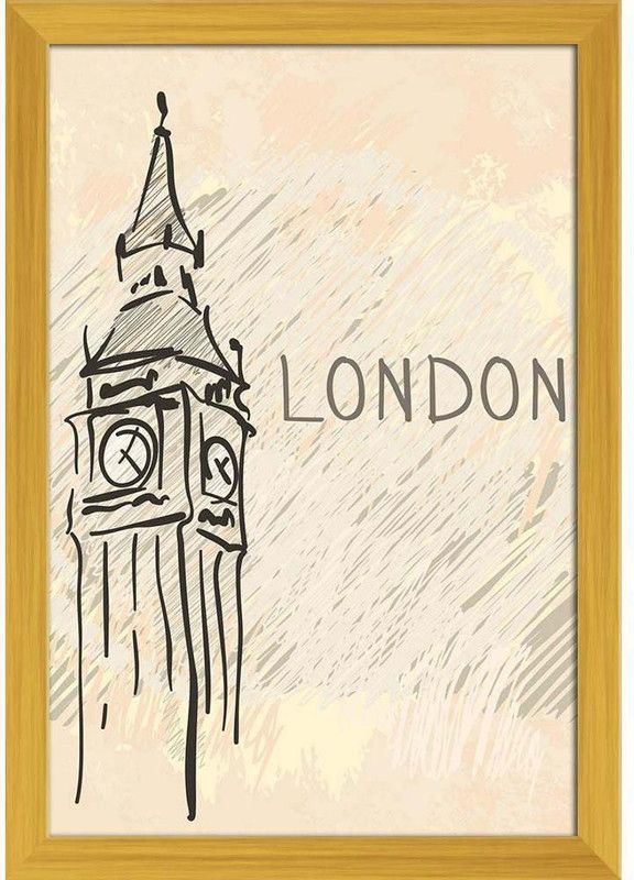 Big Ben London England Paper Poster Golden Frame | Top Acrylic Glass 13inch x 19inch (33cms x 48.3cms) Paper Print  (19 inch X 13 inch, Framed)