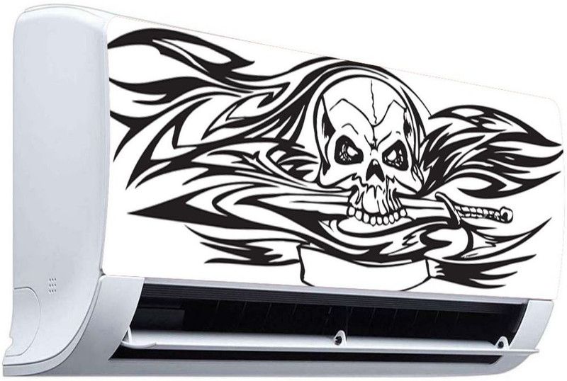 QTH 91 cm QTH SKULL DESIGN AC STICKER SUITABLE FOR ALL TYPE OF AC QTH-AC-6892 Self Adhesive Sticker  (Pack of 1)
