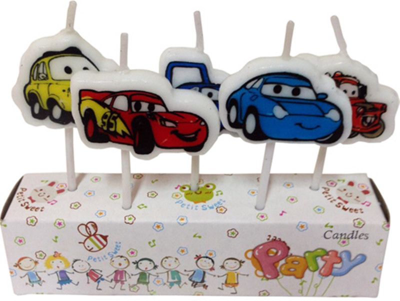 FUNCART Cars assorted colors Candle  (Multicolor, Pack of 5)