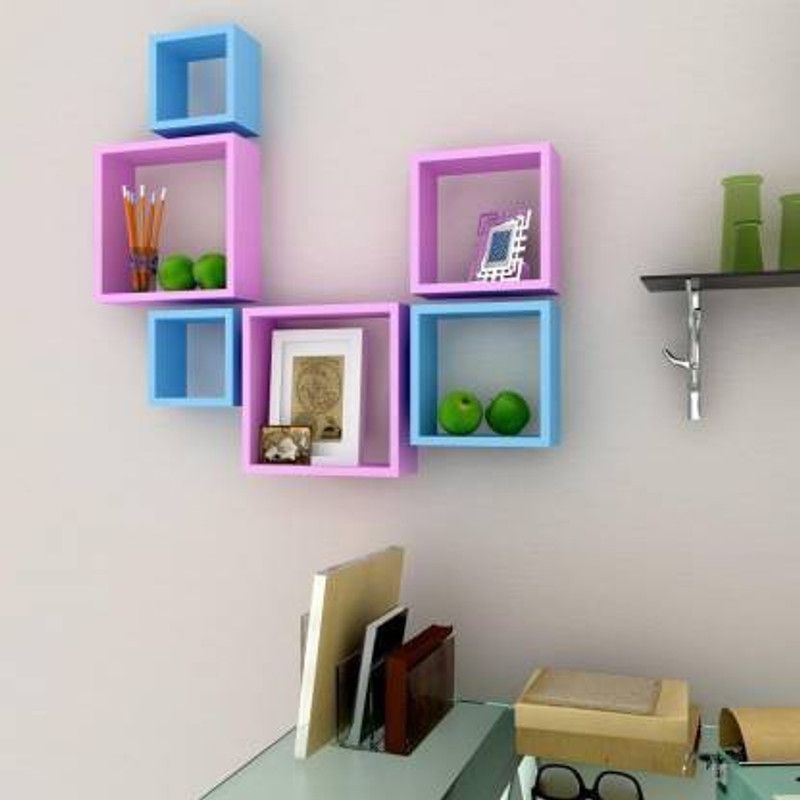 ANB Enterprises Well shelf square shelves MDF MDF (Medium Density Fiber) Wall Shelf  (Number of Shelves - 6, Blue, Purple)