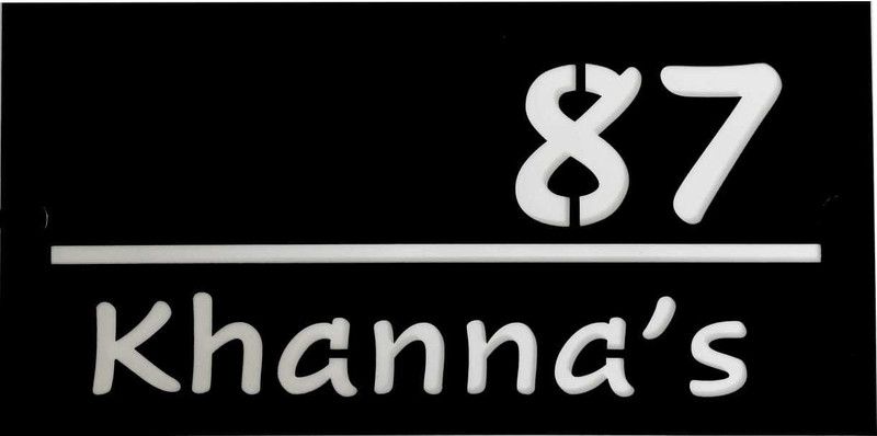 Polypropylene Door Name Plate for Home, Office & Outdoor Entrance | Customized/Personalized Wall Hanging Black Religious Symbol Letters Laser Cut Door Name Plat Name Plate  (Black)