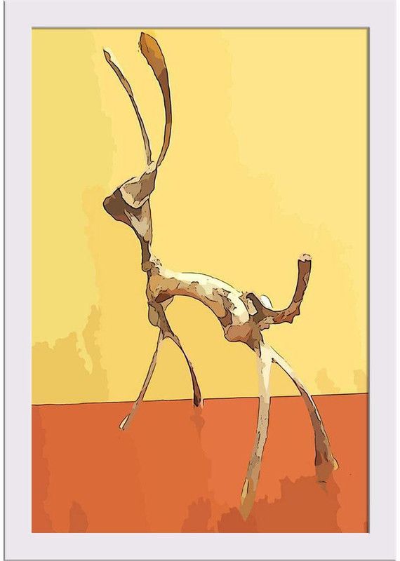 Deer Made From Chicken Wishbones Paper Poster White Frame | Top Acrylic Glass 13inch x 19inch (33cms x 48.3cms) Paper Print  (19 inch X 13 inch, Framed)
