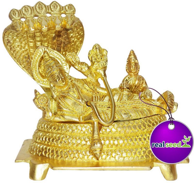 Real Seed Decorative Showpiece - 11.5 cm  (Brass, Gold)