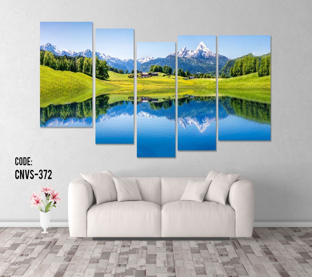 CNVS-372 Mountain Village Wall Canvas Art Prints 48 inch x 24 inch