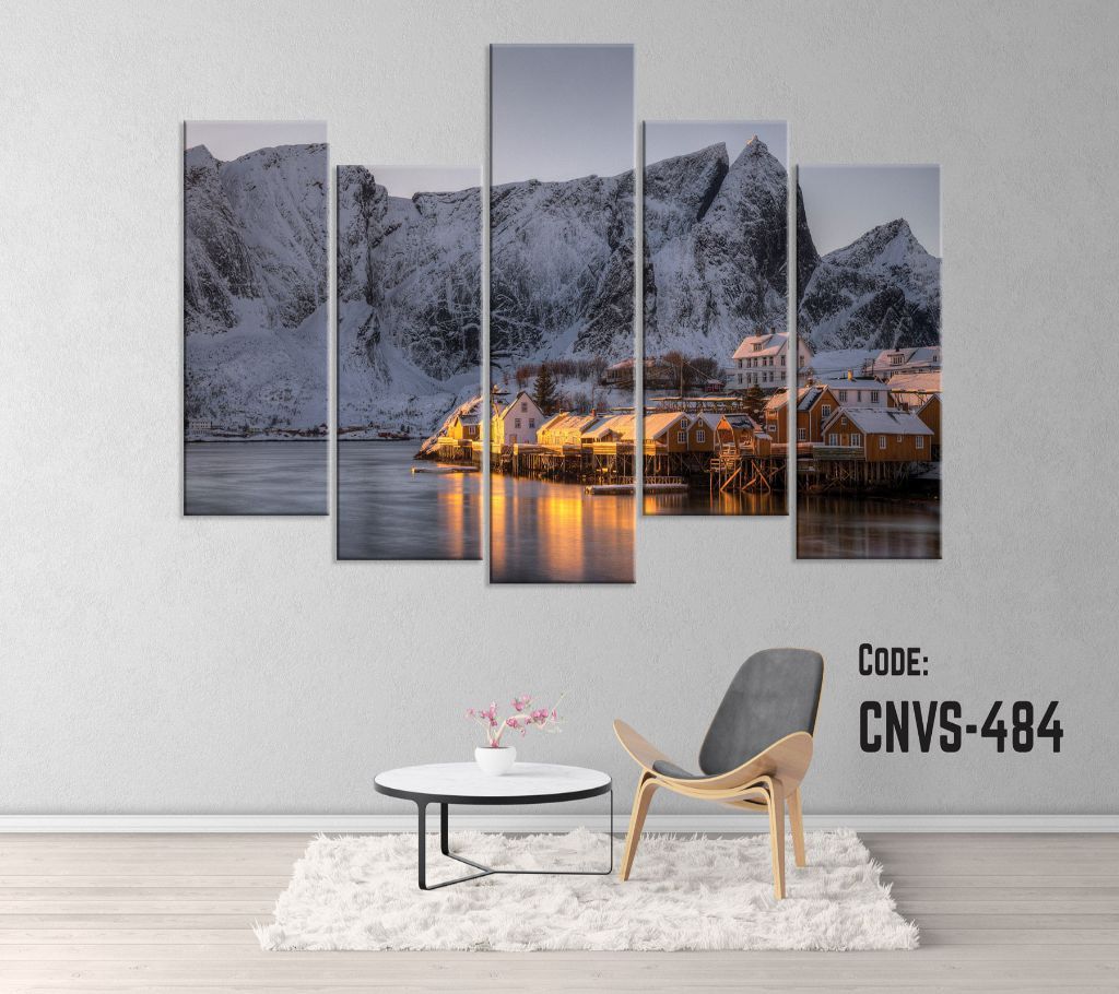 CNVS-484 Mountain Village Wall Canvas Art Prints 48 inch x 24 inch