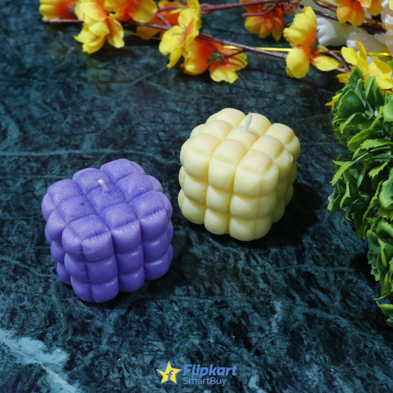 Flipkart SmartBuy Handmade 3D Cube Sandalwood lavender Scented Candle Candle  (Yellow, Purple, Pack of 2)