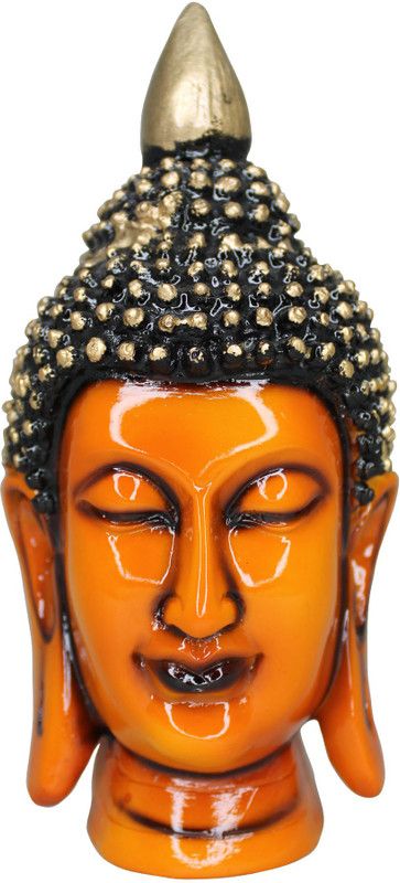 Om ssvmb9 Buddha Face Head Statue Gautam Buddha Face Statue 7.5 Inch Orange Color Decorative Showpiece - 19 cm  (Marble, Multicolor)