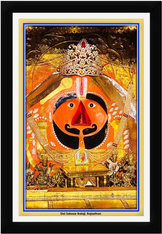 Braj Art Gallery Shri Salasar Balaji Churu Rajasthan Photo Frame Digital Reprint 19.5 inch x 13.5 inch Painting  (With Frame)