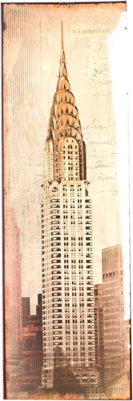 Artista Chrysler Building Deco Painting Canvas 11 inch x 34.5 inch Painting  (With Frame)