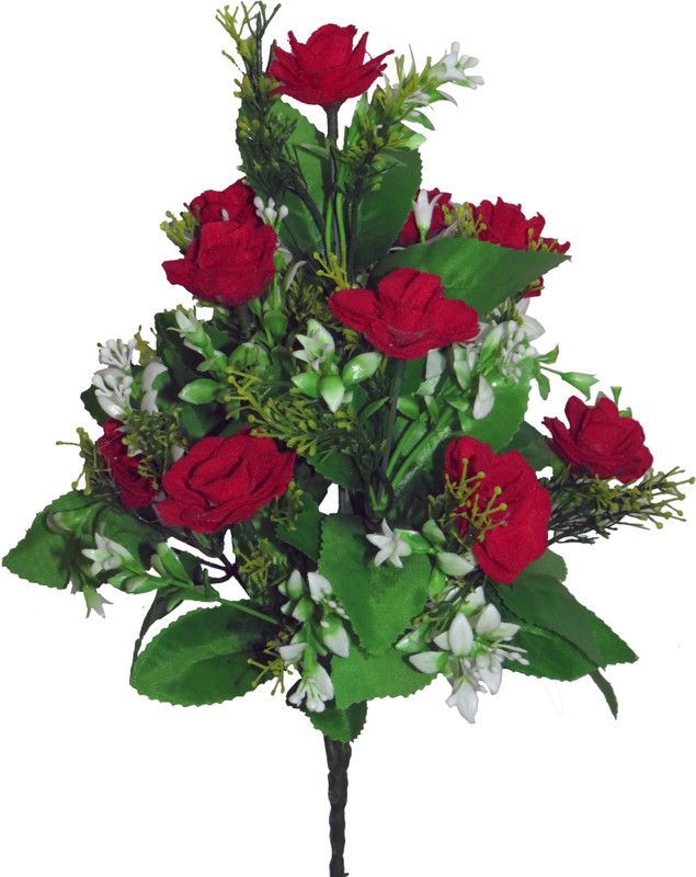 YSK Creation Artificial Velvet Rose Flower Bunch for Home Décor | Artificial Flowers Bunch| Flower Bunch for Living Room Decoration… Red Rose Artificial Flower  (14 inch, Pack of 1, Flower Bunch)