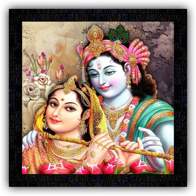 Poster N Frames framed poster of Radha Krishna-4291 Digital Reprint 14 inch x 14 inch Painting  (With Frame)