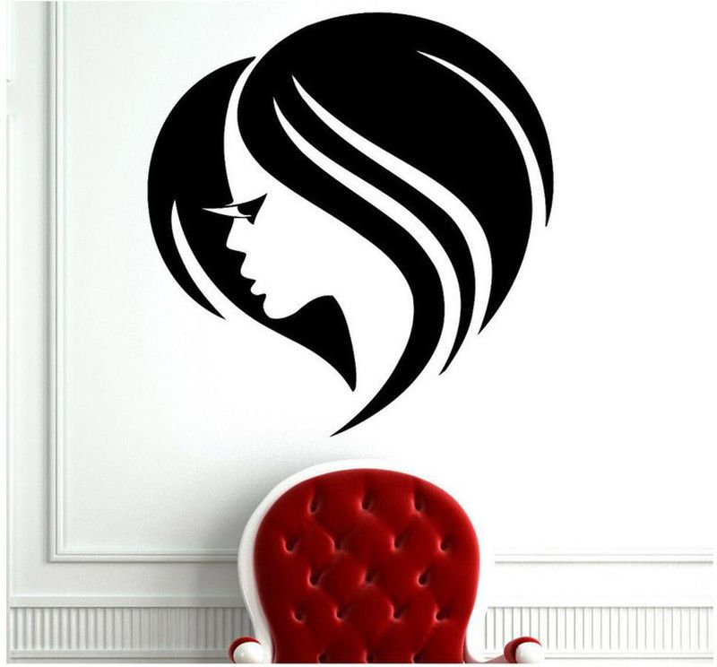 LYOMAN 60 cm Wall Stickers Vinyl Decal Cute Girl Face Eye Lashes Beauty Hair Salon Non-Reusable Sticker  (Pack of 1)
