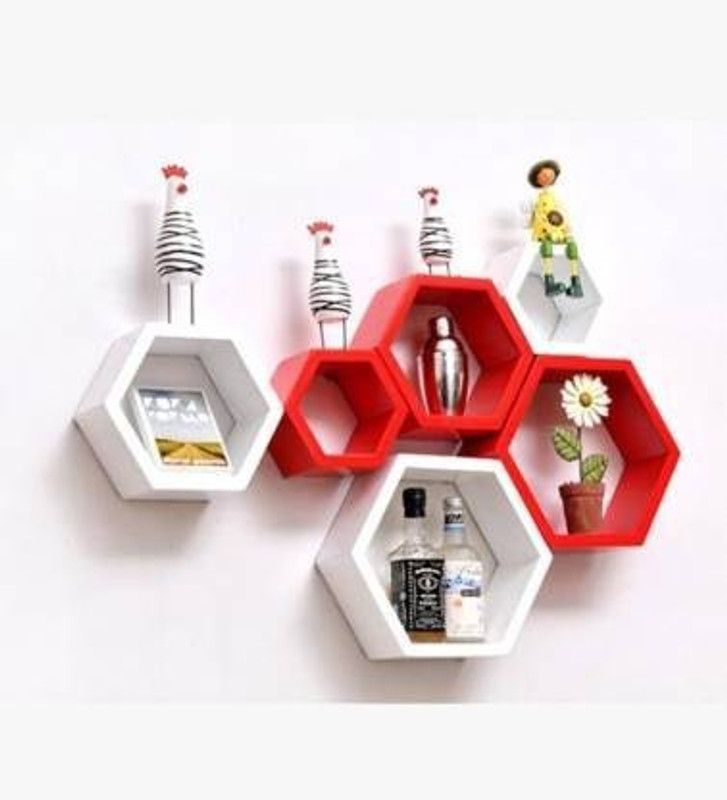 art export Wooden Wall Decorative Rack / Shelves MDF (Medium Density Fiber) Wall Shelf  (Number of Shelves - 6, Multicolor)
