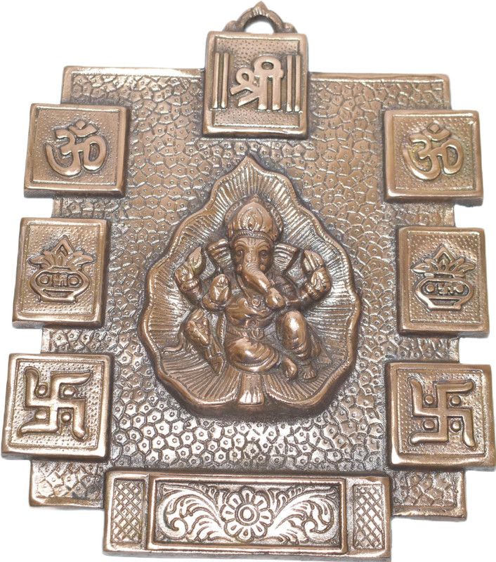 BHAVANIZ Black Metal Wall Hanging Ganesh Idol (Lord Ganesh) Decorative Showpiece - 30 cm  (Metal, Copper)