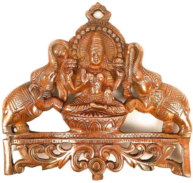 Apkamart Goddess Laxmi Wall Hanging for Pooja |Office Décor | Wedding Gifts Decorative Showpiece - 24 cm  (Metal, Copper)
