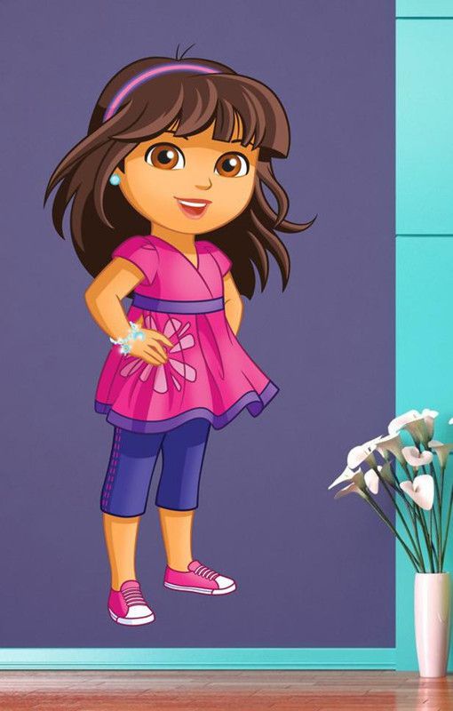 balkrishna wall stickers 60 cm dora the explorer makeover Sitcker Size-29x60 cm177 Self Adhesive Sticker  (Pack of 1)