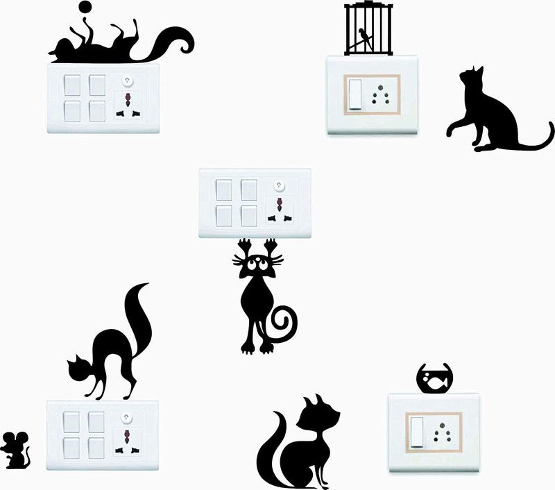 BALKRISHNA WALL STICKER 12 cm SWICTH BOARD STICKER CARTOON Self Adhesive Sticker  (Pack of 5)