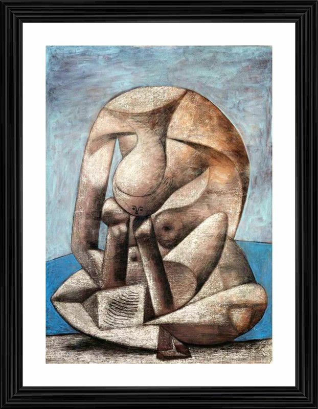 DecorAdventures *Woman with a Book* (1937) by Pablo Picaso, Matt Satin Digital Reprint 18 inch x 14 inch Painting  (With Frame)