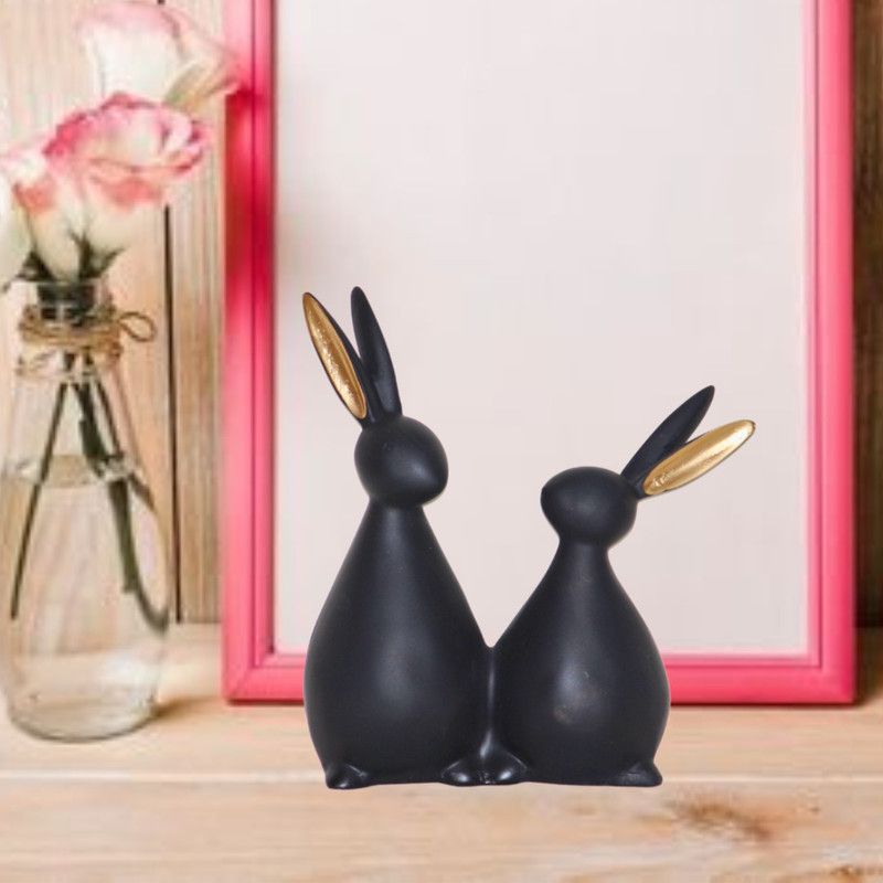 Flipkart SmartBuy Handcrafted Black Rabbit Showpiece for Home Décor Decorative Showpiece - 20 cm  (Polyresin, Black, Gold)