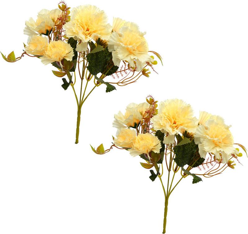 decormasters artificial flower carnation bunch without pot Multicolor Carnations Artificial Flower  (11.81 inch, Pack of 2, Flower Bunch)