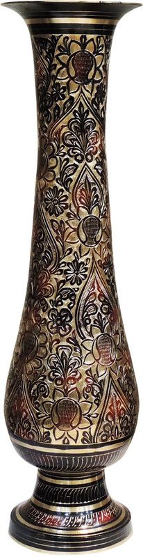 Brass Gift Center Flower pot with Handwork Brass Vase  (24 inch, Multicolor)