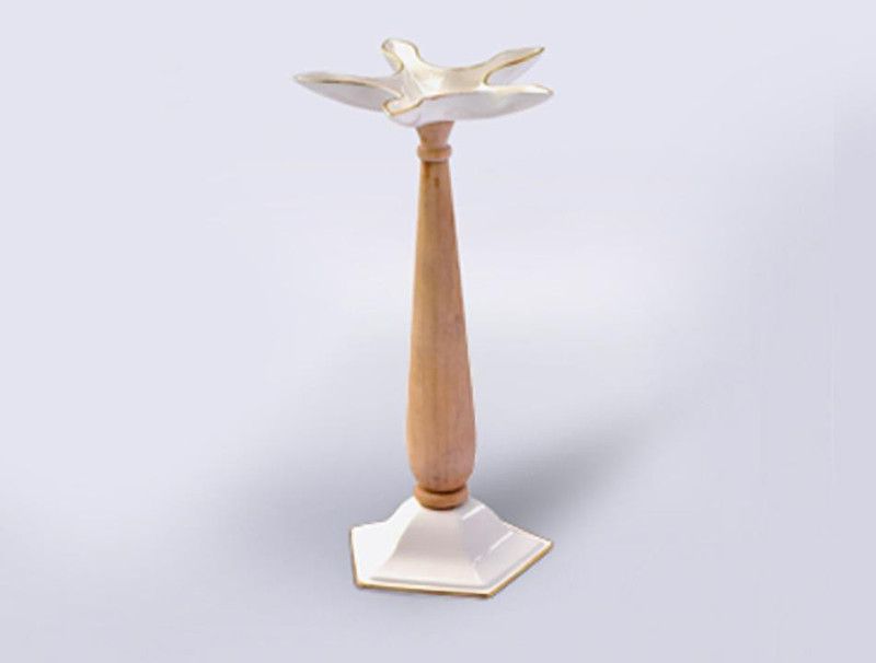 atah Deepaloka Porcelain, Wood Table Diya  (Height: 10.5 inch)
