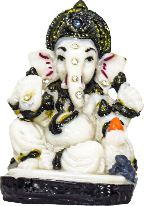 Shrungar Decorative Showpiece - 8 cm  (Polyresin, White, Black)