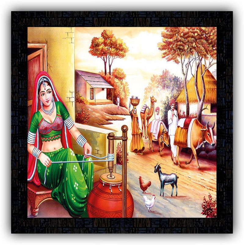 Poster N Frames framed poster of Rajasthani cultue-m-14 Digital Reprint 14 inch x 14 inch Painting  (With Frame)