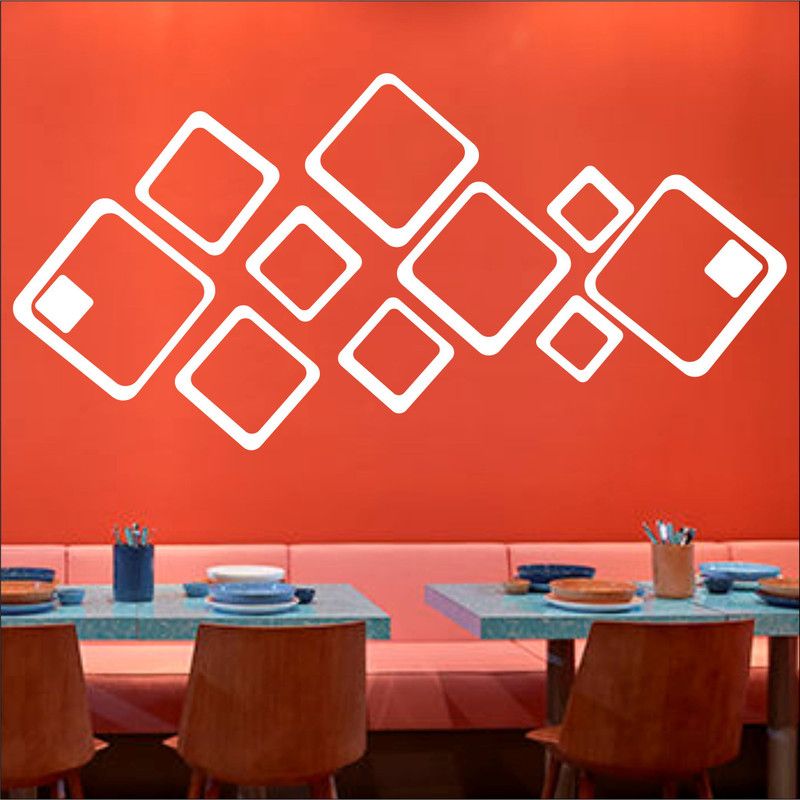 LOOK DECOR 90 cm 12 White Square (Pack of 12) 2 Self Adhesive Sticker  (Pack of 12)
