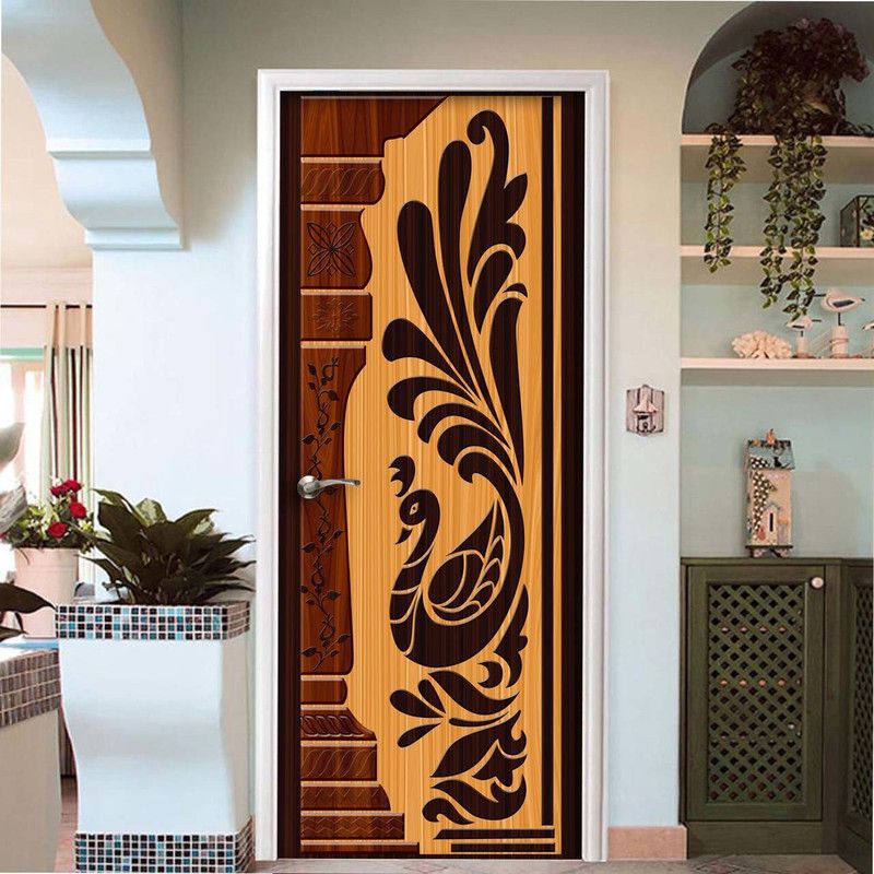 wallvinylsticker 30 cm Peacock design door sticker for door Self Adhesive Sticker  (Pack of 1)