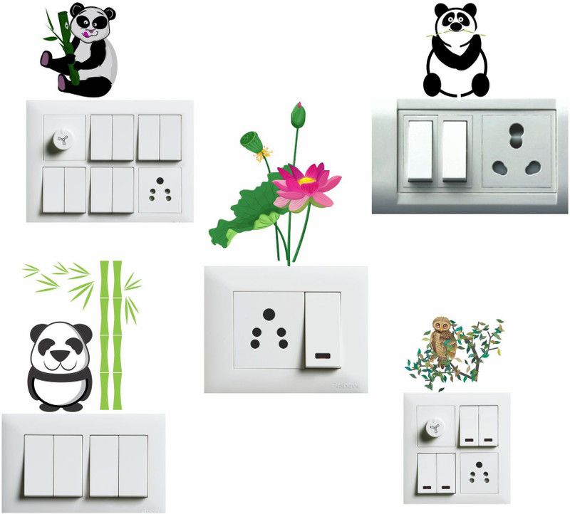 DECOR Production 30.48 cm Decorative Wall Switch Sticker Self Adhesive Sticker  (Pack of 5)