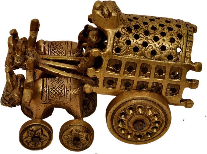 Aesthetic Decors BullCart in Antique Gold Decorative Showpiece - 7 cm  (Brass, Gold)
