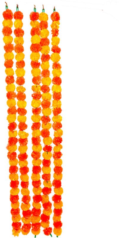 SAWARIYA Multicolor Marigold Artificial Flower with Pot  (53 inch, Pack of 3, Garlands)
