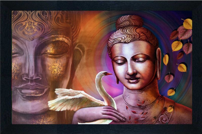 Raamed buddha Digital Reprint 20 inch x 14 inch Painting  (With Frame)