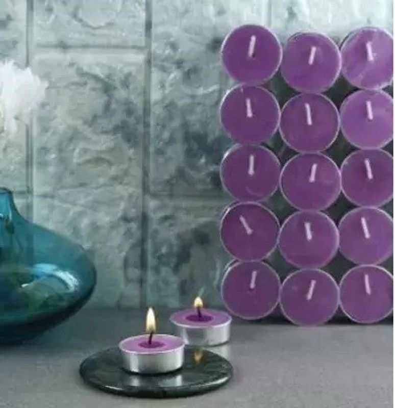 Wax Tealight Candles for Home Decoration, Room, Bedroom Candle  (Purple, Pack of 50)