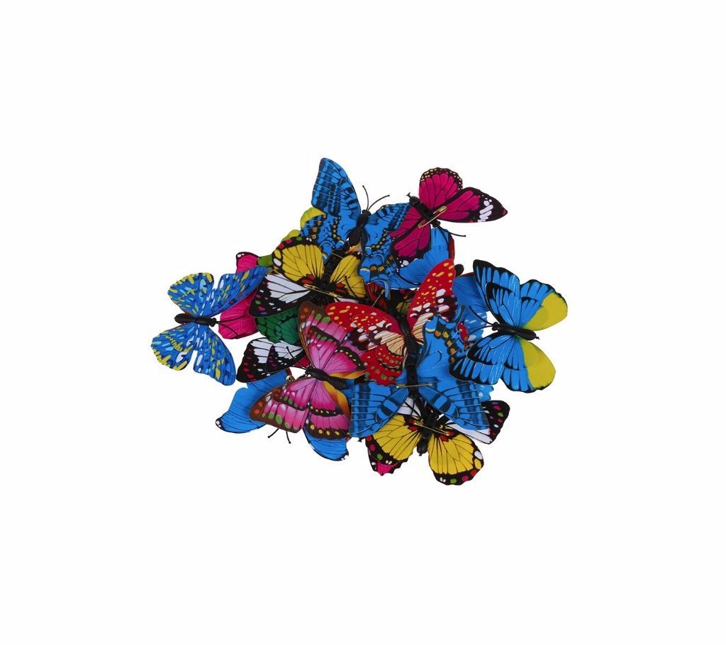 Multi Size 3D Artificial Butterfly Pin Clip Double Wing for Home  Decoration-12pcs