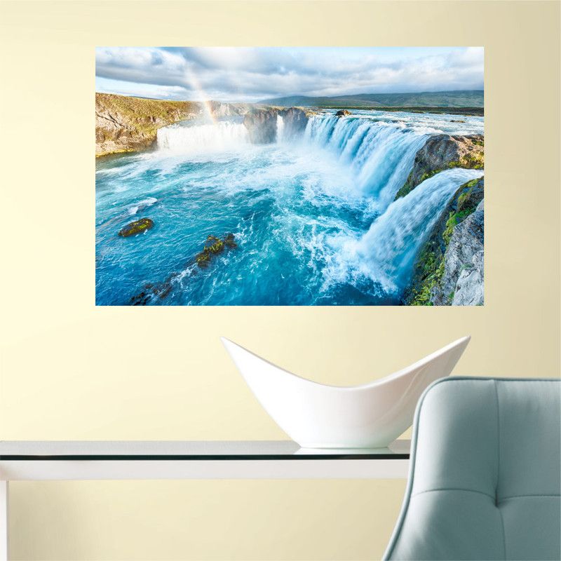 Madhuban Decor 24 cm Madhuban Decor Beautiful Waterfall HD Wall Poster | Wall Covring Size 24 inch X 36 Inch Self Adhesive Sticker  (Pack of 1)
