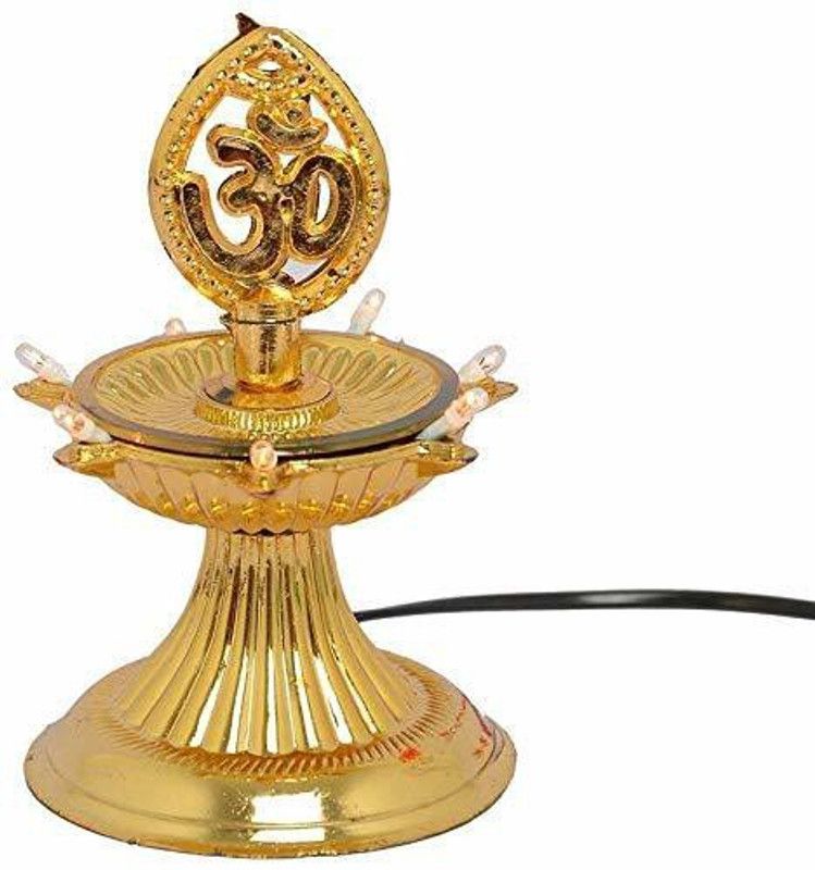 OSHD Single Layer LED OM Design Electric Diya Decorative Lamp , Golden Plastic Table Diya  (Height: 8 inch)