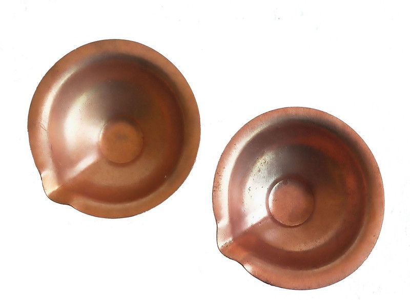 salvus app solution Copper (Pack of 2) Table Diya Set  (Height: 1 inch)