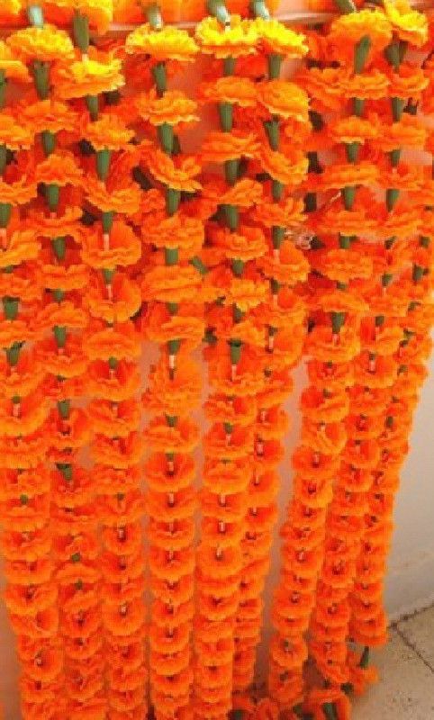 Goyal Traders Artificial Marigold Flowers Garlands For Decoration Yellow Marigold Artificial Flower  (60 inch, Pack of 10, Garlands)