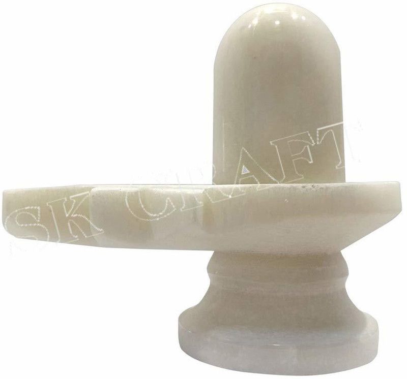salvusappsolutions Pure Marble White Stone Shivling Idol Pindi, Shivling Idol for Pooja Home,Shivling Idol,Shivling Idol for Home, 8x4x7 (LxBxH) cm Decorative Showpiece - 7 cm  (Marble, White)