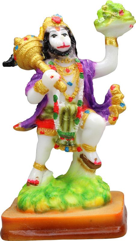 vinayakmoorti Hanuman Idol Hanuman Statue For Home Temple Pooja Hanuman Murti (4.5 x 2.5 x 2) Decorative Showpiece - 12 cm  (Marble, White)