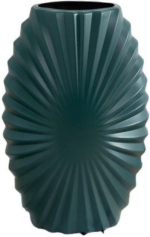JRD ® Fancy & Designer Flower Vase For Wedding Office Home Hotel, Simulation Glaze Plastic Vase  (11 inch, Green)