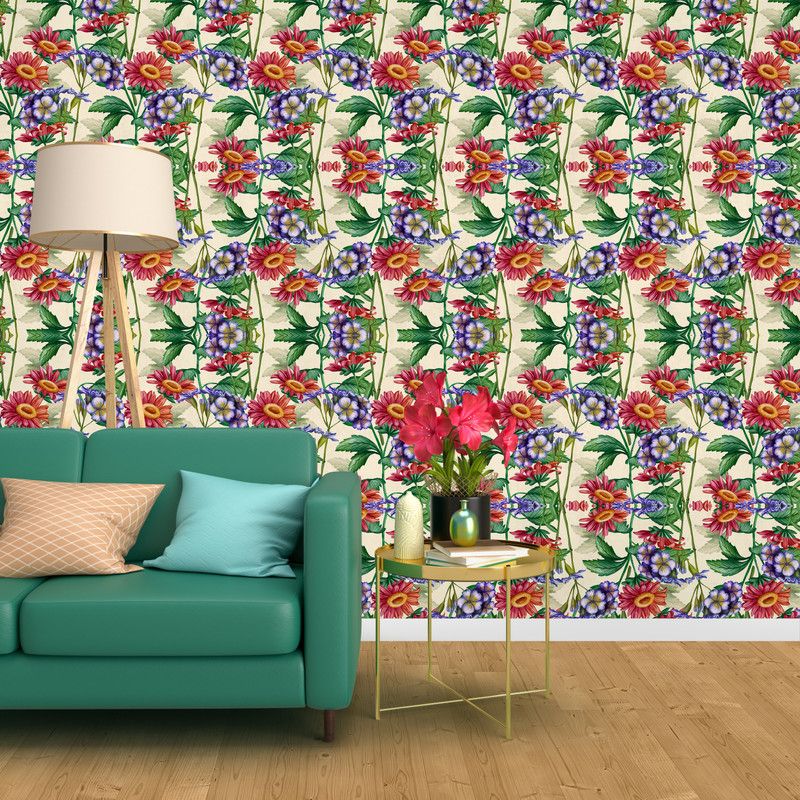 Wallpaper Mart Floral & Botanical Multicolor Wallpaper  (40 cm x 228 cm, Pack of 2)