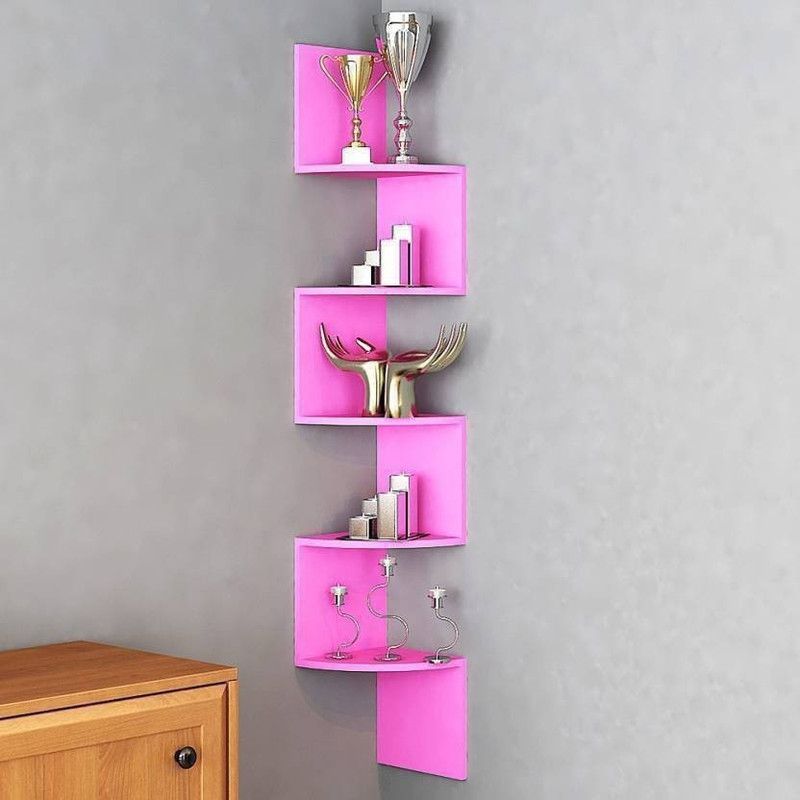 ANB Enterprises Wall shelf Zigzag shelves MDF Wall hanging , floating , mounted , decorative ,Home , For :- living room and bedroom & office MDF (Medium Density Fiber) Wall Shelf  (Number of Shelves - 1, Pink)