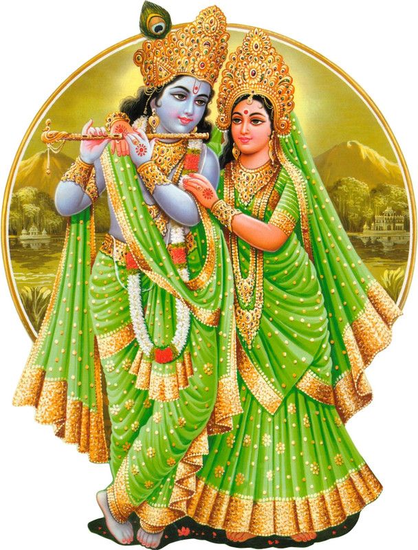 Saiii Designs 48 cm Radha Krishna Self Adhesive Sticker  (Pack of 1)