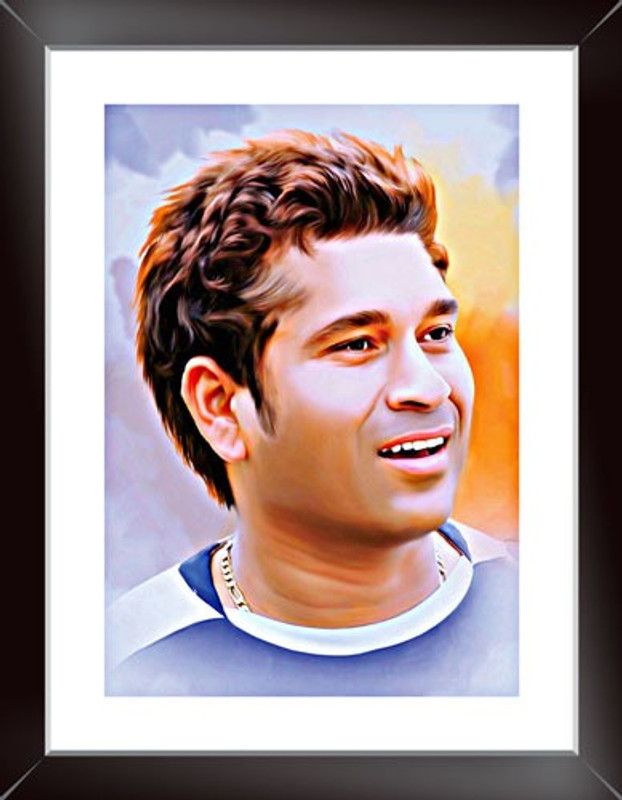 Sachin Tendulkar Wall Poster With Framed For Home And office Décor Print on Special I-Very Paper (Size 13.5 Inch X 10.5 Inch, Framed) Multicolor Photographic Paper  (13.5 inch X 10.5 inch, Framed)