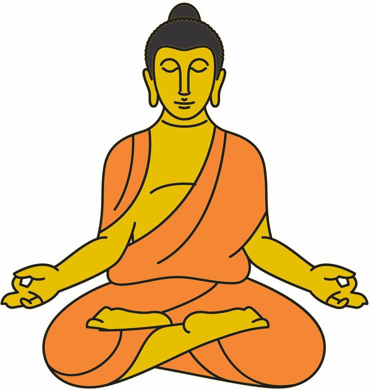 DECOR Production 147.32 cm "Cute Buddha's " Decorative Wall Sticker (24 inch x 24 inch) Self Adhesive Sticker  (Pack of 1)