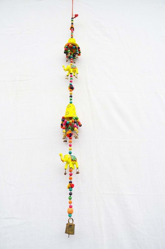 Raj Shai Craft Decorative Jhoomar Wind Chime Hanging Bell ganesha Jhumer multi Colour Full Door,Wall Hanging for Home,tample,Event Decoration (paper mache) Decorative Showpiece - 90 cm  (Paper Mache, Multicolor)