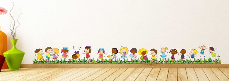 Zampyy 15 cm Garden Lining Kids | Wall Stickers |PVC Vinyl| Non-Reusable Sticker | Self Adhesive Sticker  (Pack of 1)